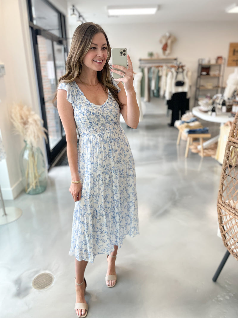 Cassidy Floral Dress in Blue
