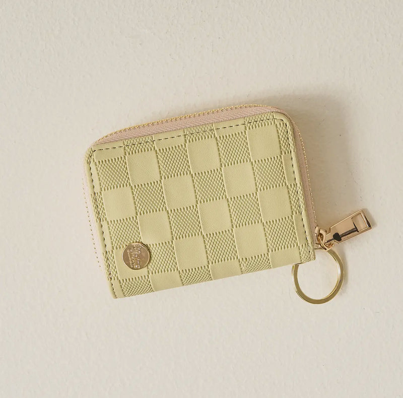 Zip Around Green Check Wallet