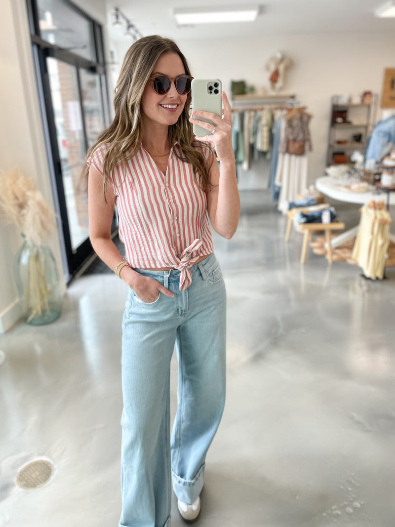 Vintage Stripe Top in Red