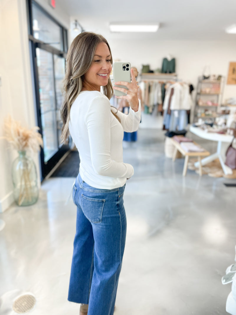Softest Ribbed Henley in White