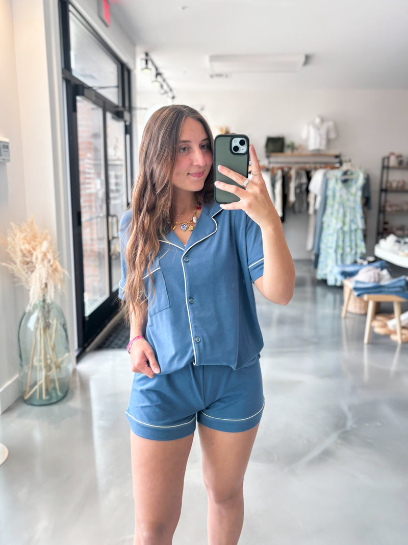 Classic Shortie Pajamas in Blue