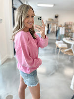 Boyfriend Corded Crew in Pink / FINAL SALE