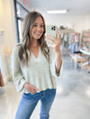River Split Neck Sweater in Grey
