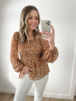 Ada Floral Blouse in Mocha