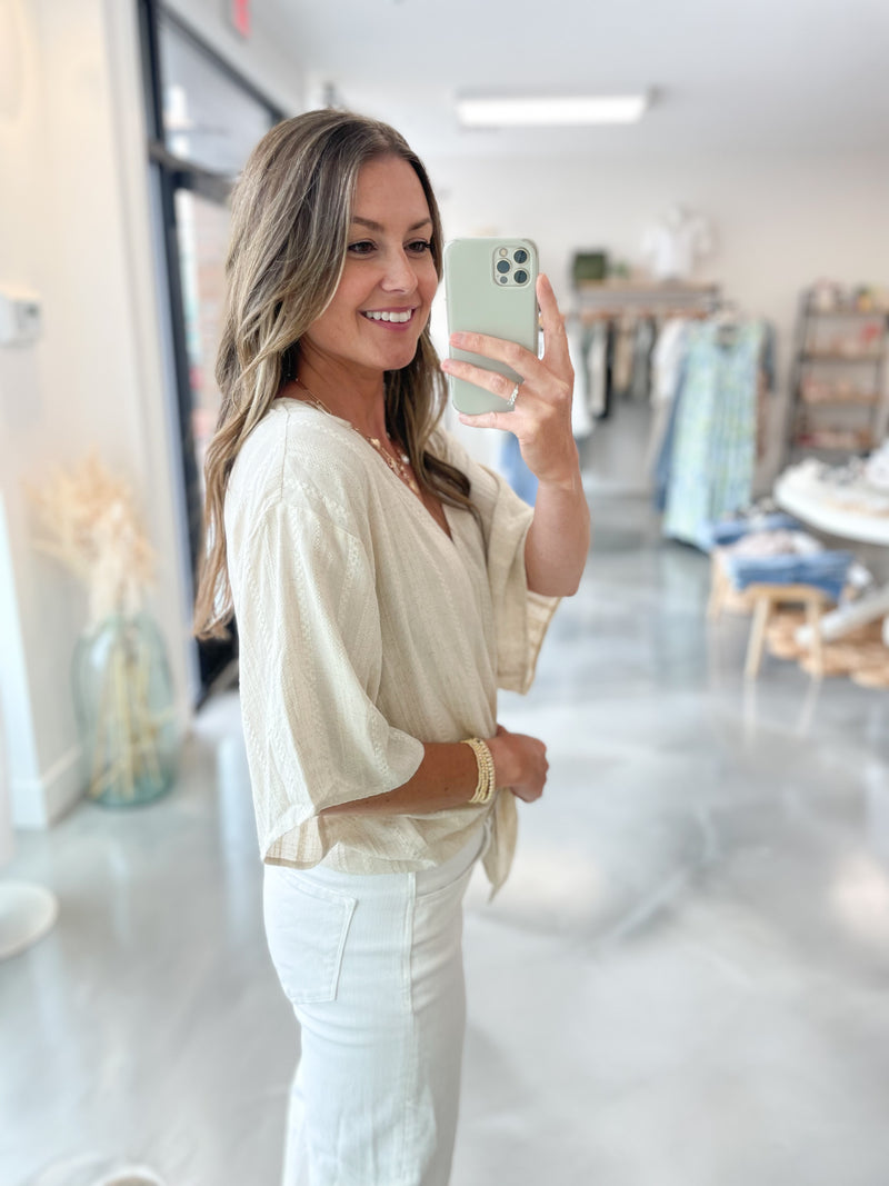 Arden Linen Tie Front Blouse