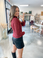 Burgundy Floral Jacquard Top