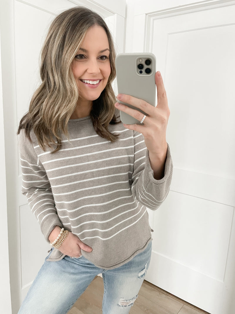 Favorite Striped Sweater in Taupe
