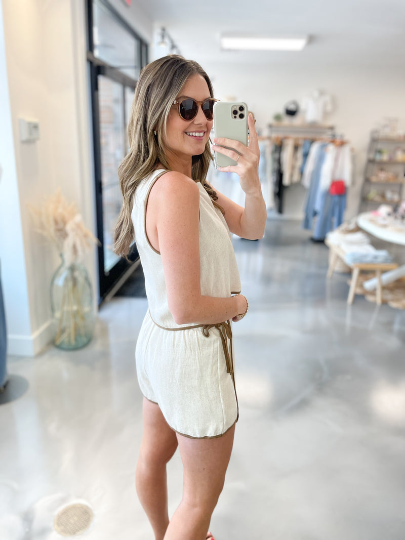 Modena Linen Contrast Wrap Skort