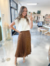 Dottie Pleated Skirt in Mocha