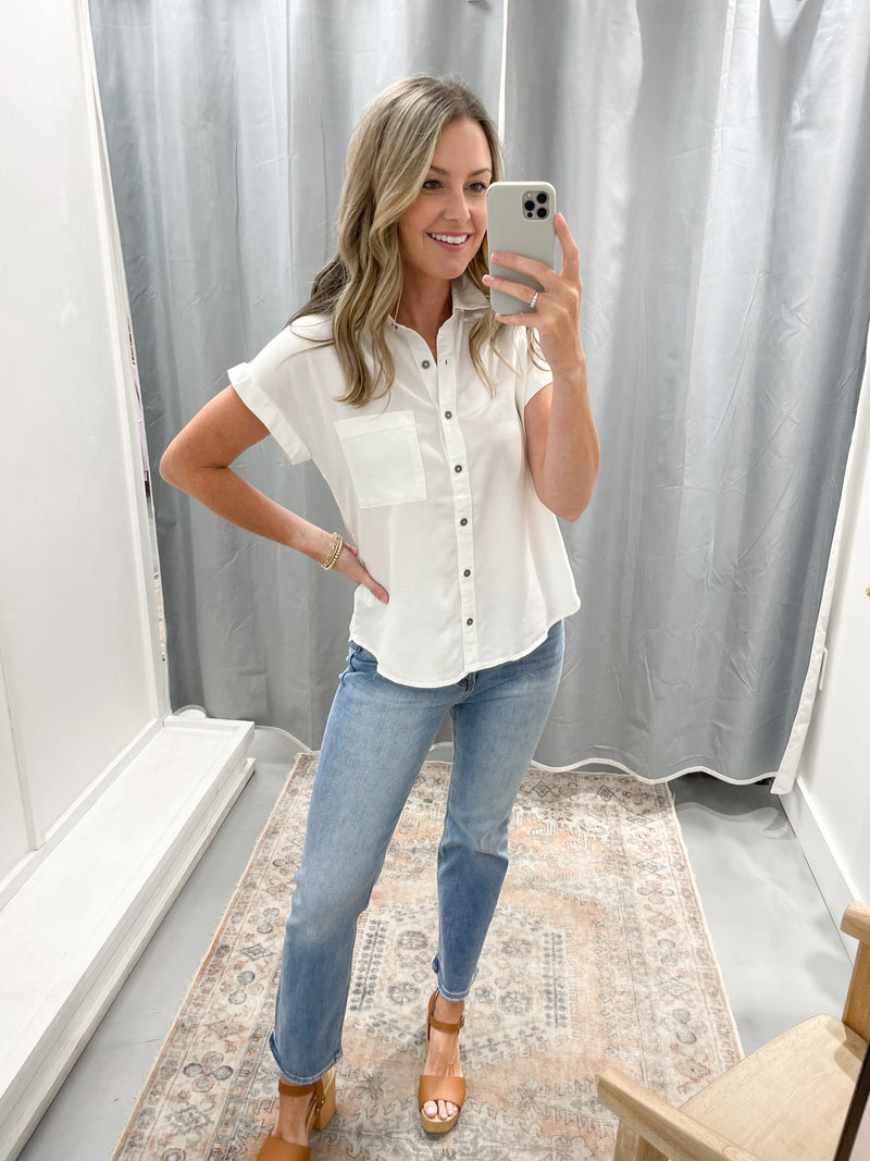 Tencel Button Down in White