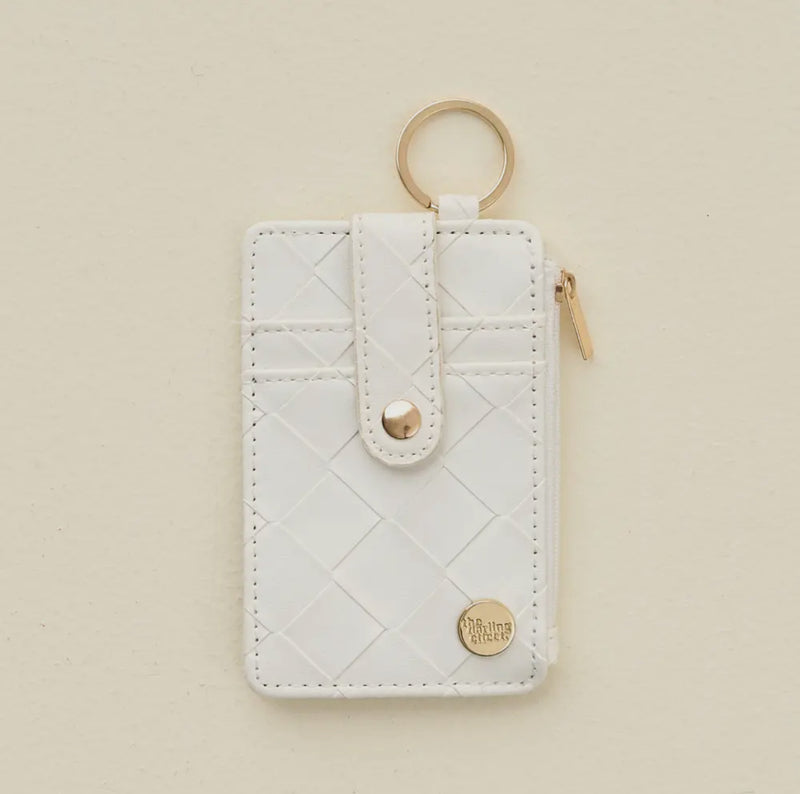 Woven Keychain Card Wallet White