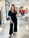Viola Velvet Jumpsuit in Emerald