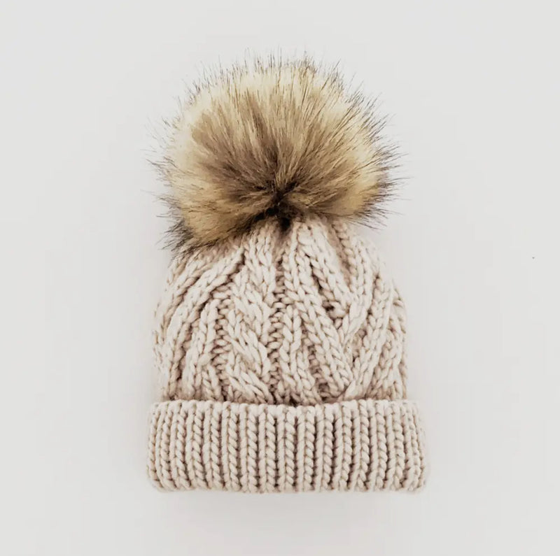 Oatmeal Pom Hat