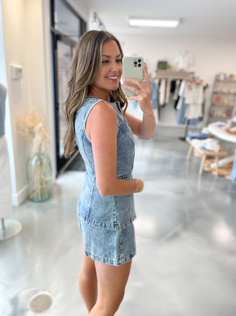 Dara Denim Vest & Short Set