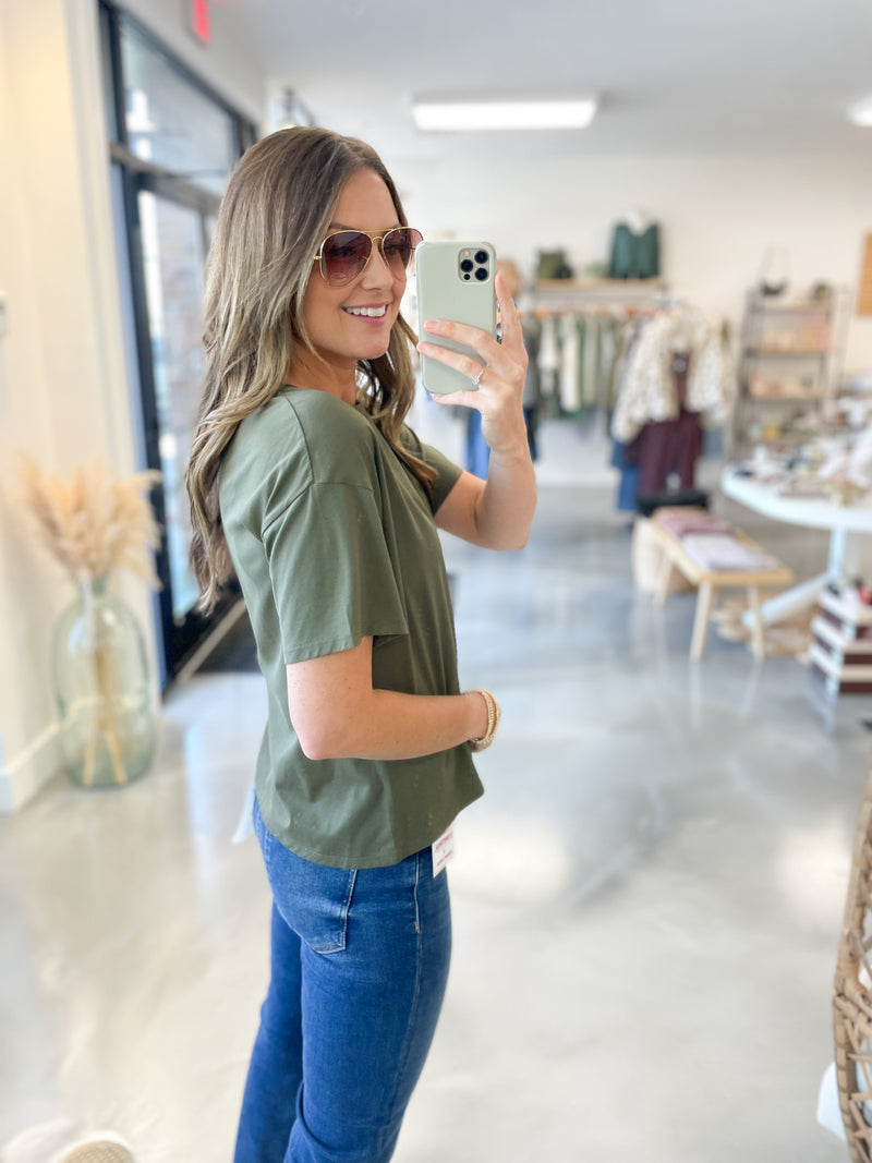 Jersey Crop Tee in Olive