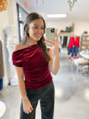 Milan Velvet Top in Wine