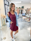 Sleeveless Ribbed Dress in Wine