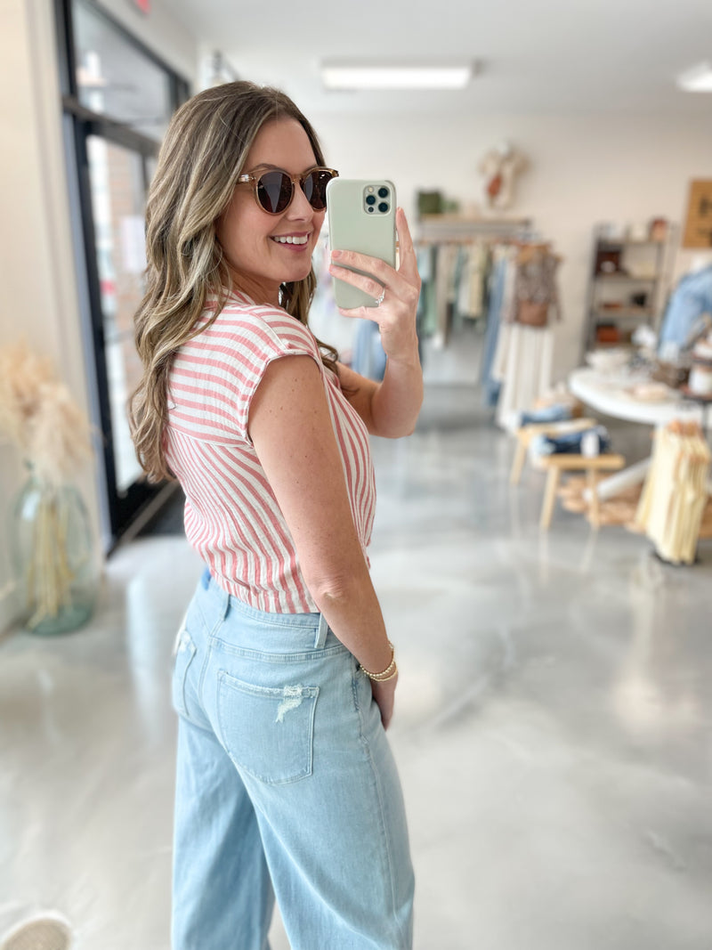 Vintage Stripe Top in Red