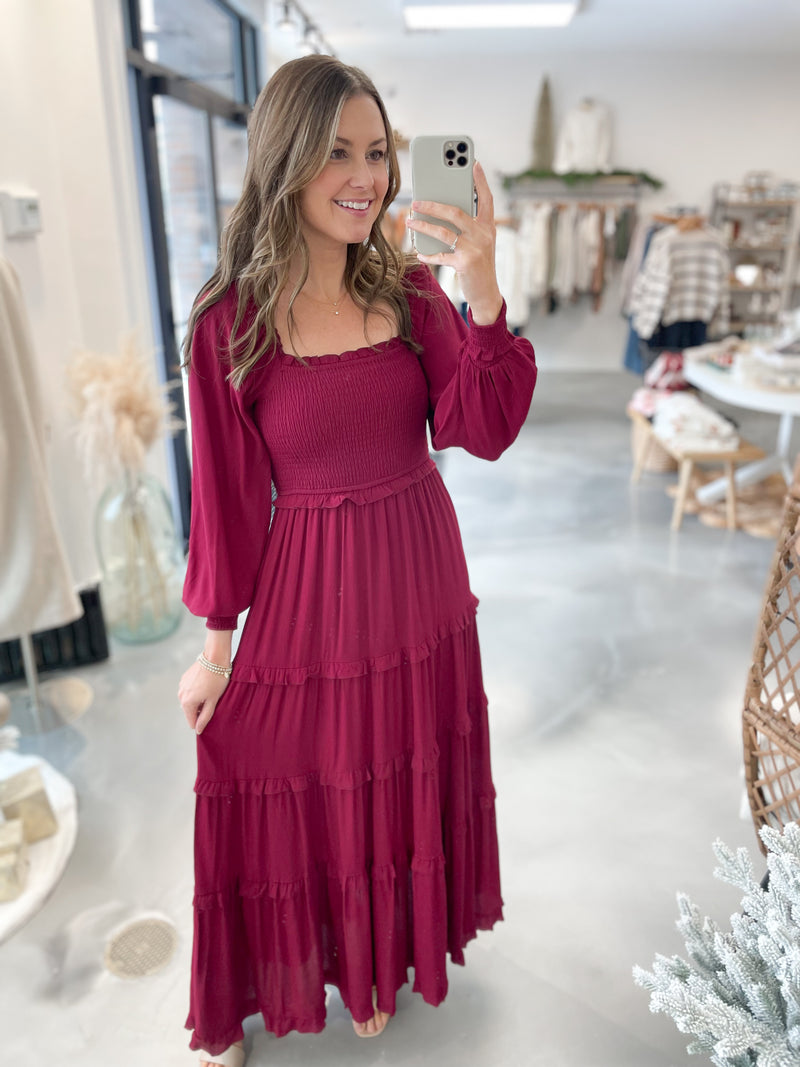 Elyse Dress in Merlot