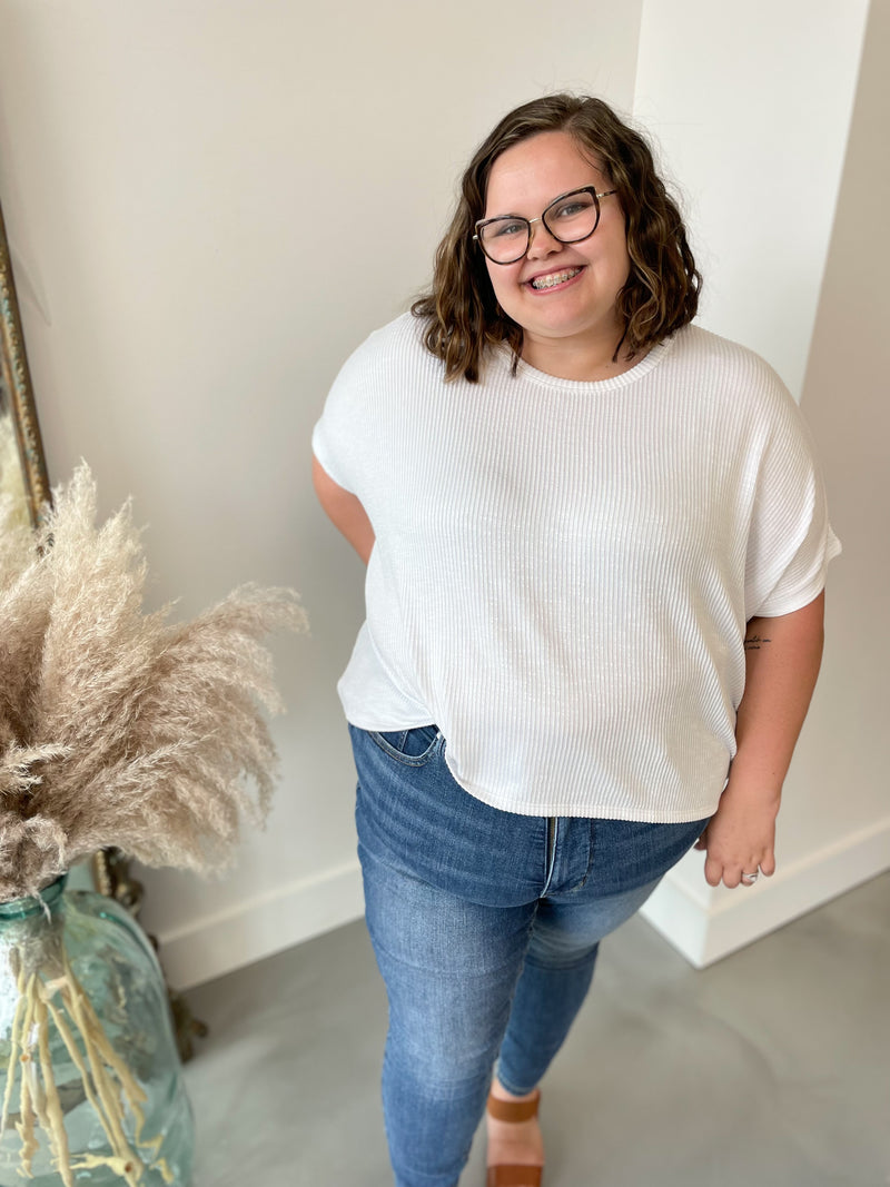 Baby Ribbed Relaxed Tee in White