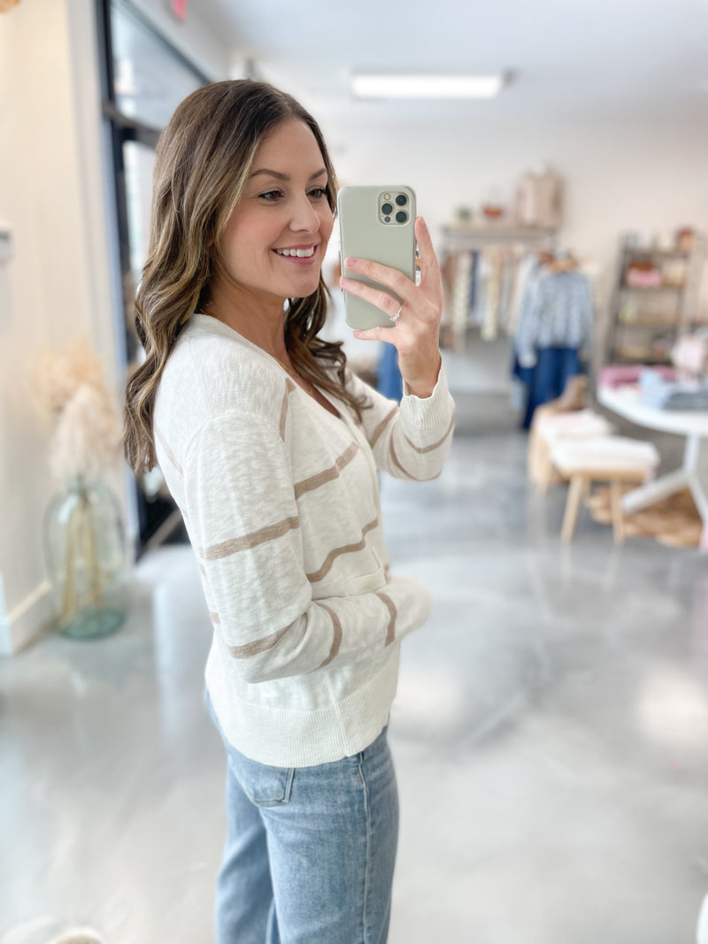 Kate Striped Cardigan Mocha