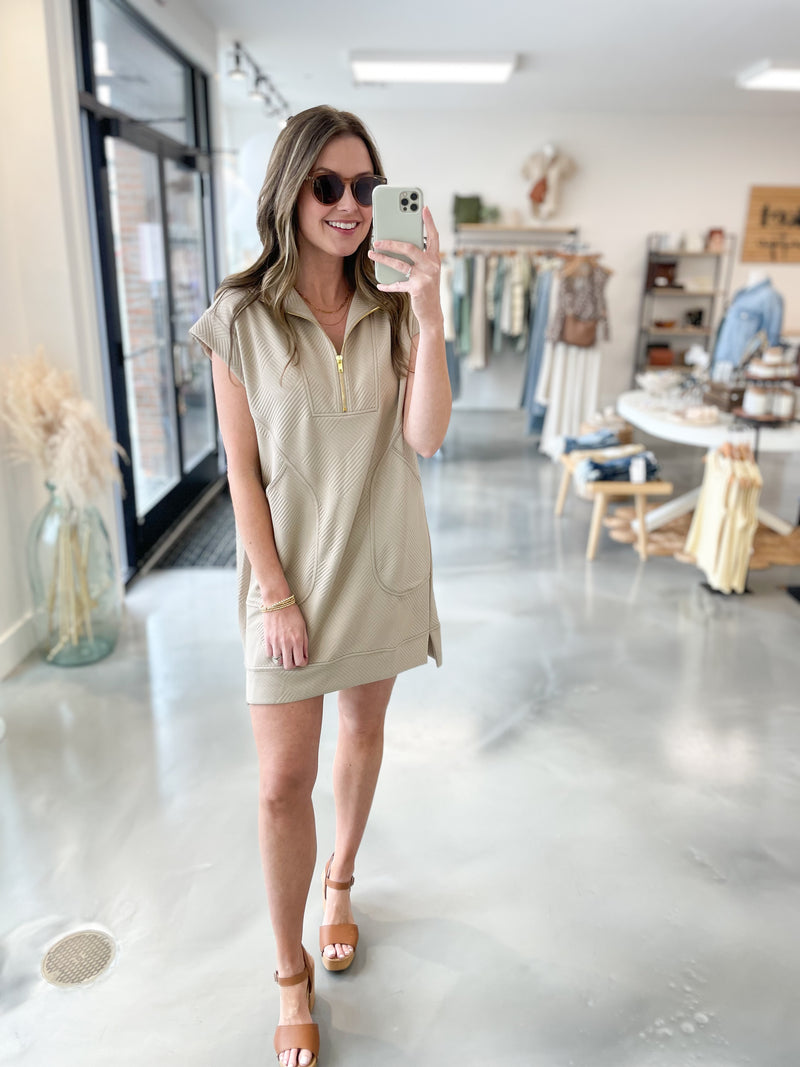 City Zip Jacquard Dress