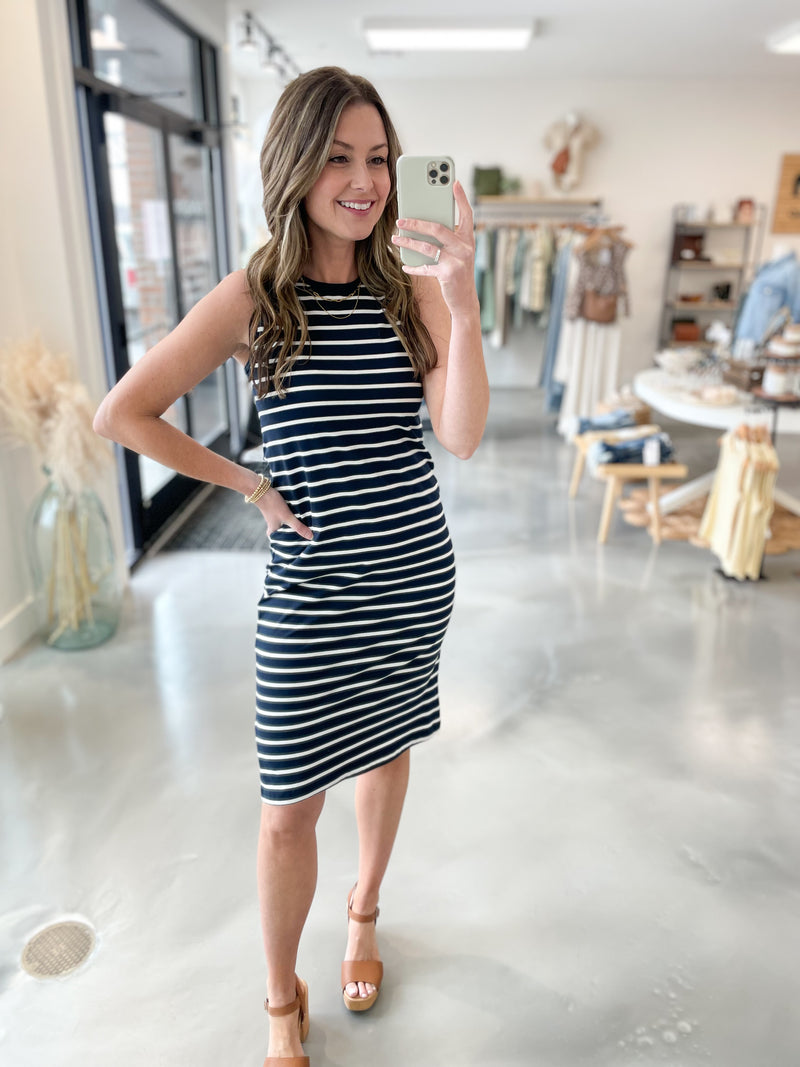 Kendari Stripe Dress in Navy