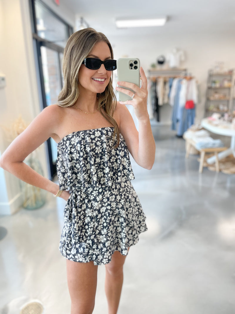 Graphite Floral Romper