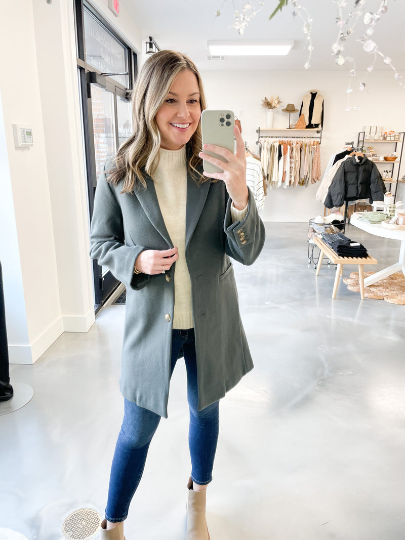 Grace Button Front Coat Hunter