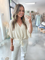 Arden Linen Tie Front Blouse