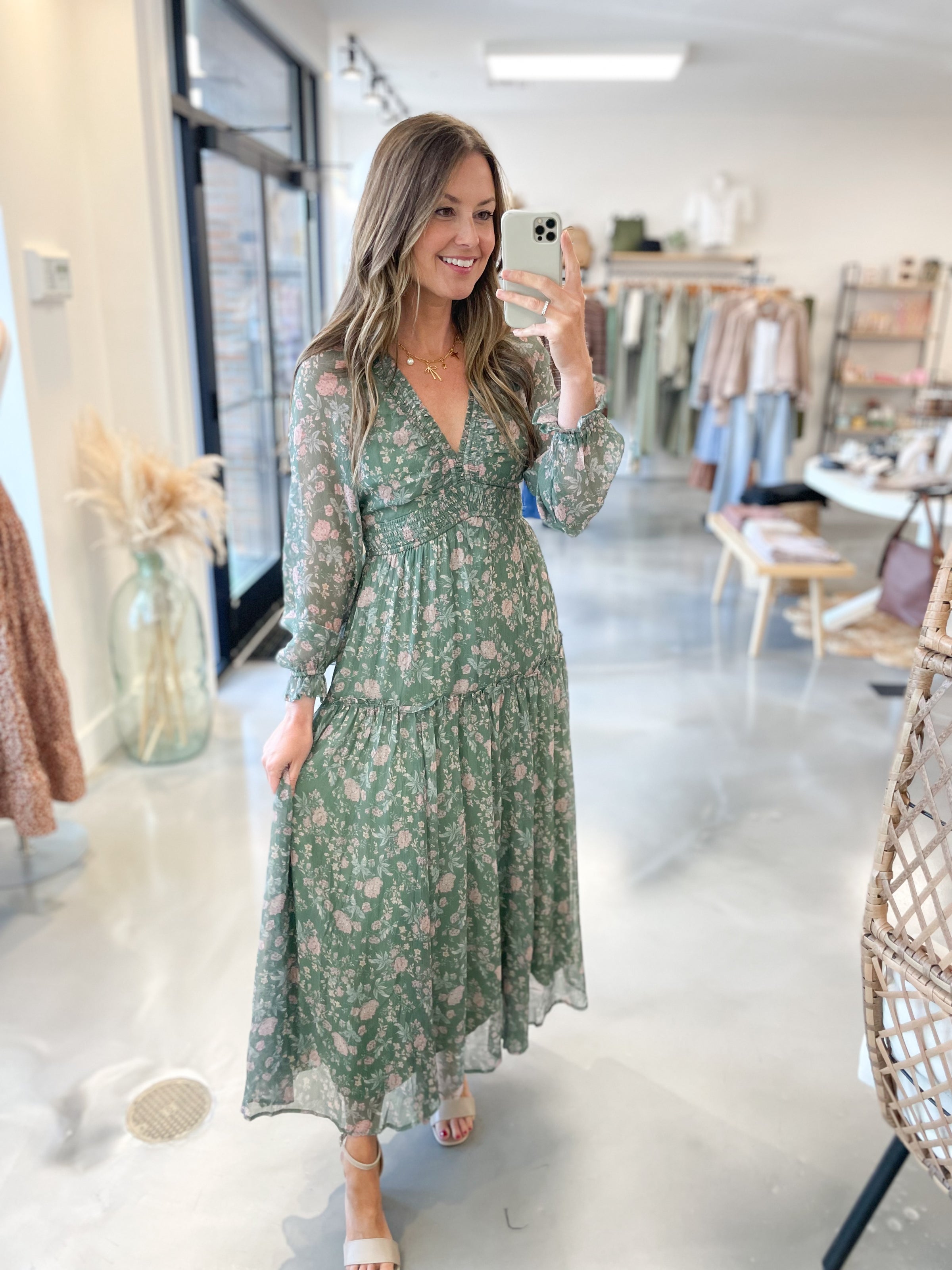 Eucalyptus Floral Maxi Dress Large Eucalyptus Floral Maxi Dress Large