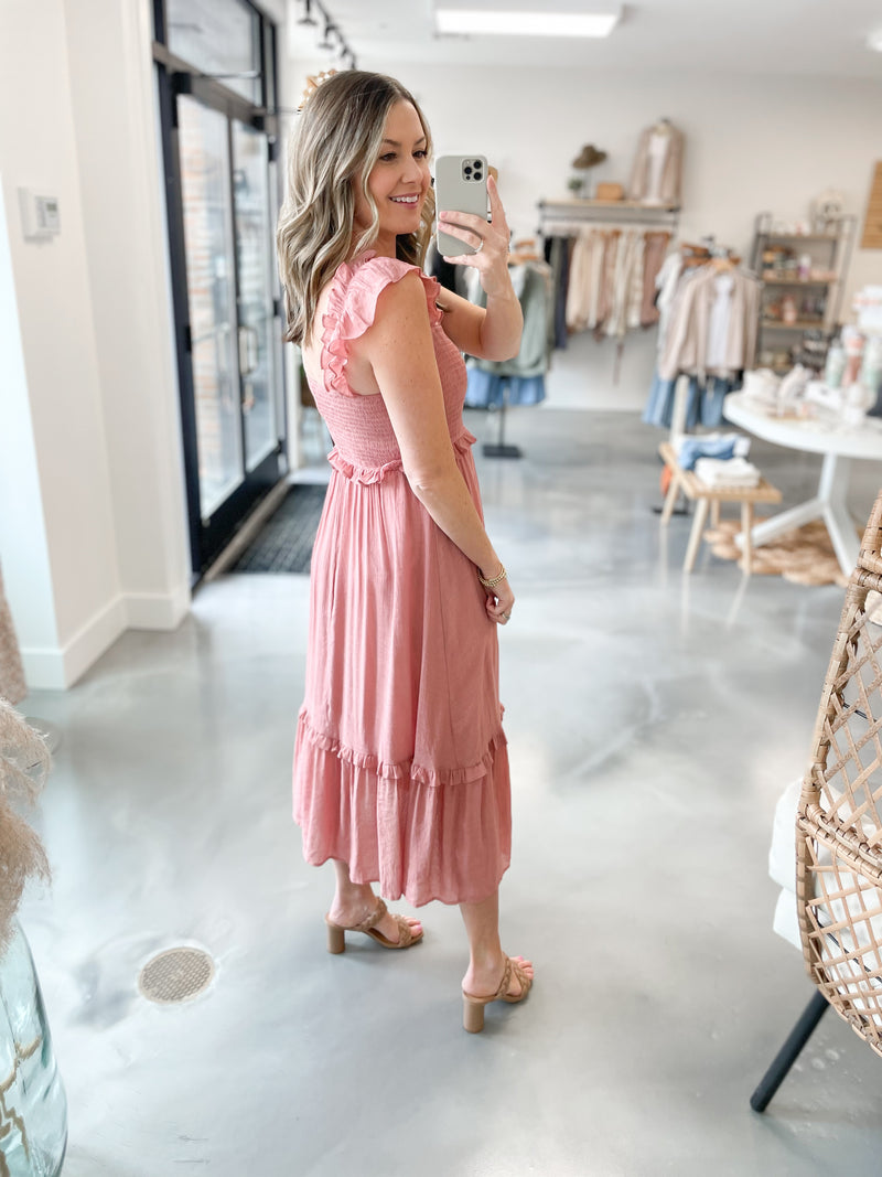 Jessa Smocked Dress in Blush