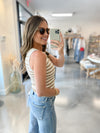 Tan Striped Knit Tank