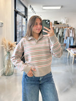 Varsity Stripe Polo Sweater