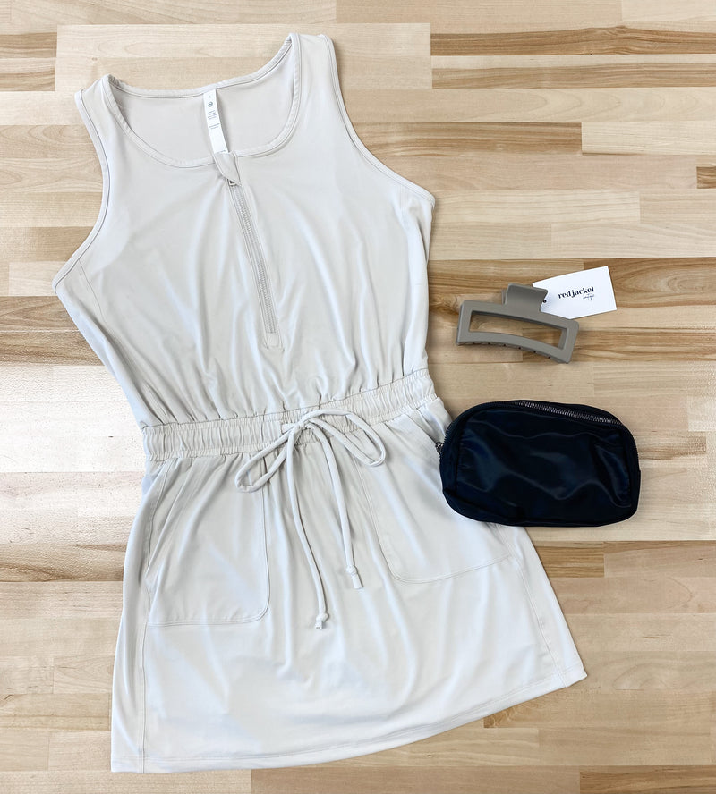 Defined Zip Front Dress in Pearl