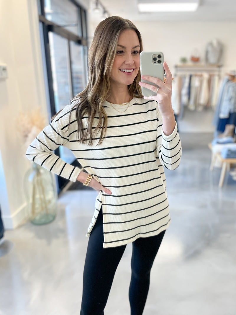 Striped Split Hem Tunic