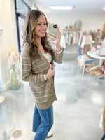 Isabel Striped Cardigan in Mocha