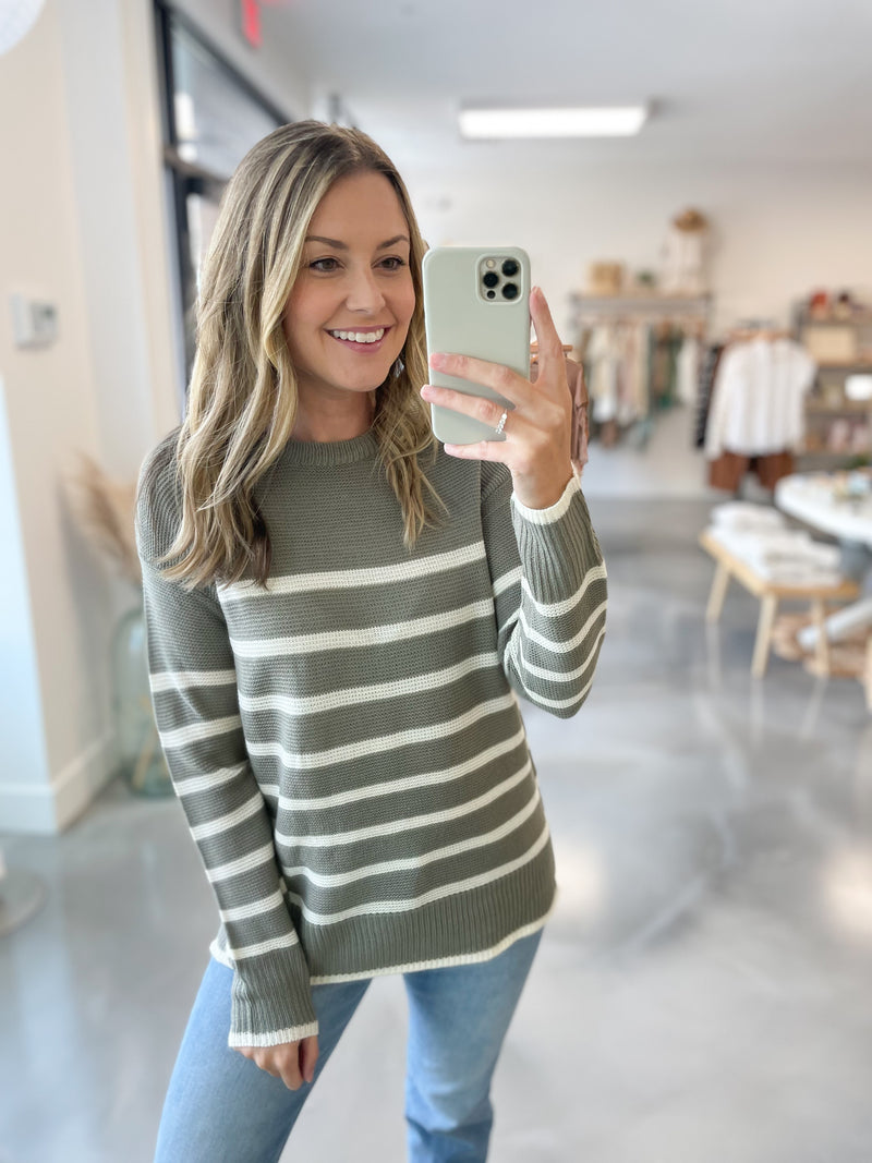 Gracie Striped Sweater in Spruce