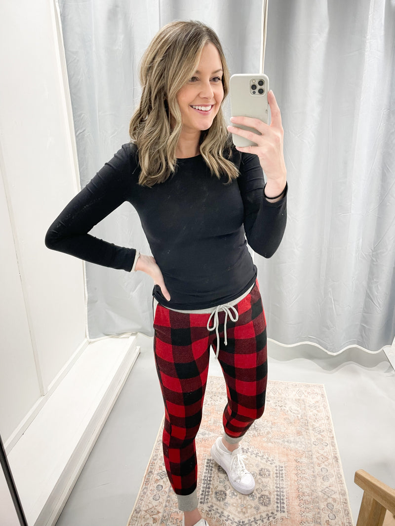 Red Plaid Joggers / FINAL SALE