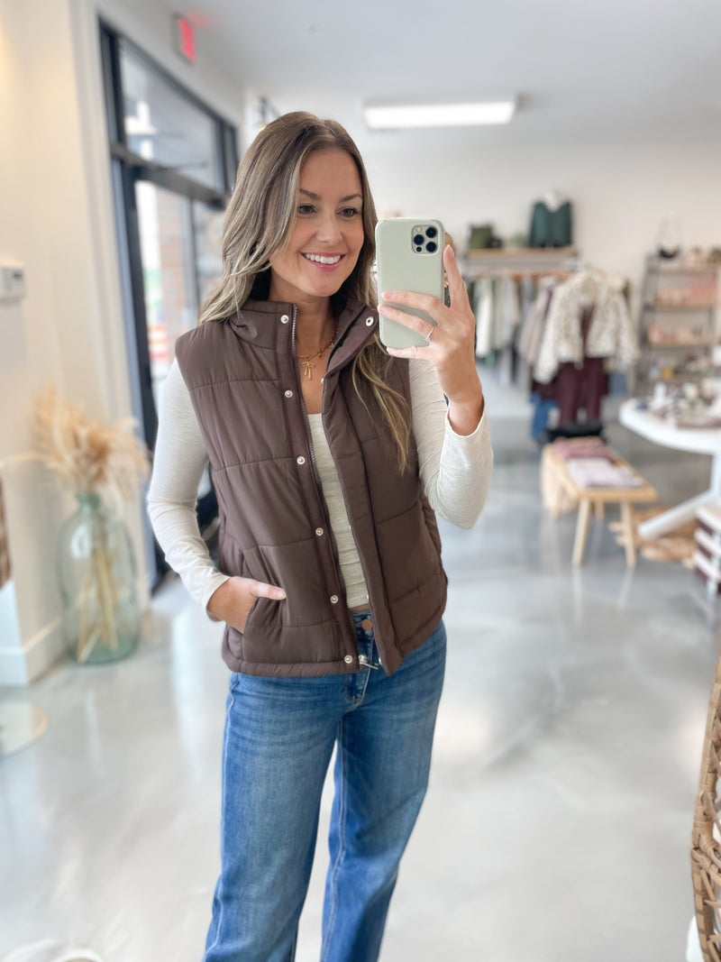 Brown Puff Vest
