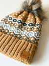 Camel Fair Isle Pom Hat