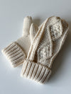 Cream Cableknit Mittens