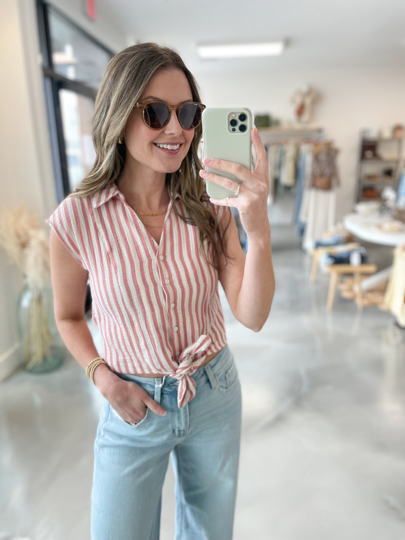 Vintage Stripe Top in Red