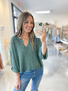 River Split Neck Sweater in Jade
