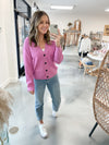 Pink Button Front Cardigan