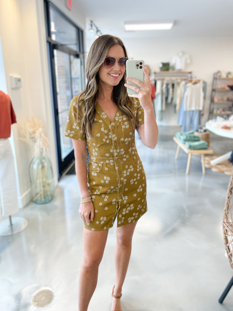 Mustard Floral Shirt Dress