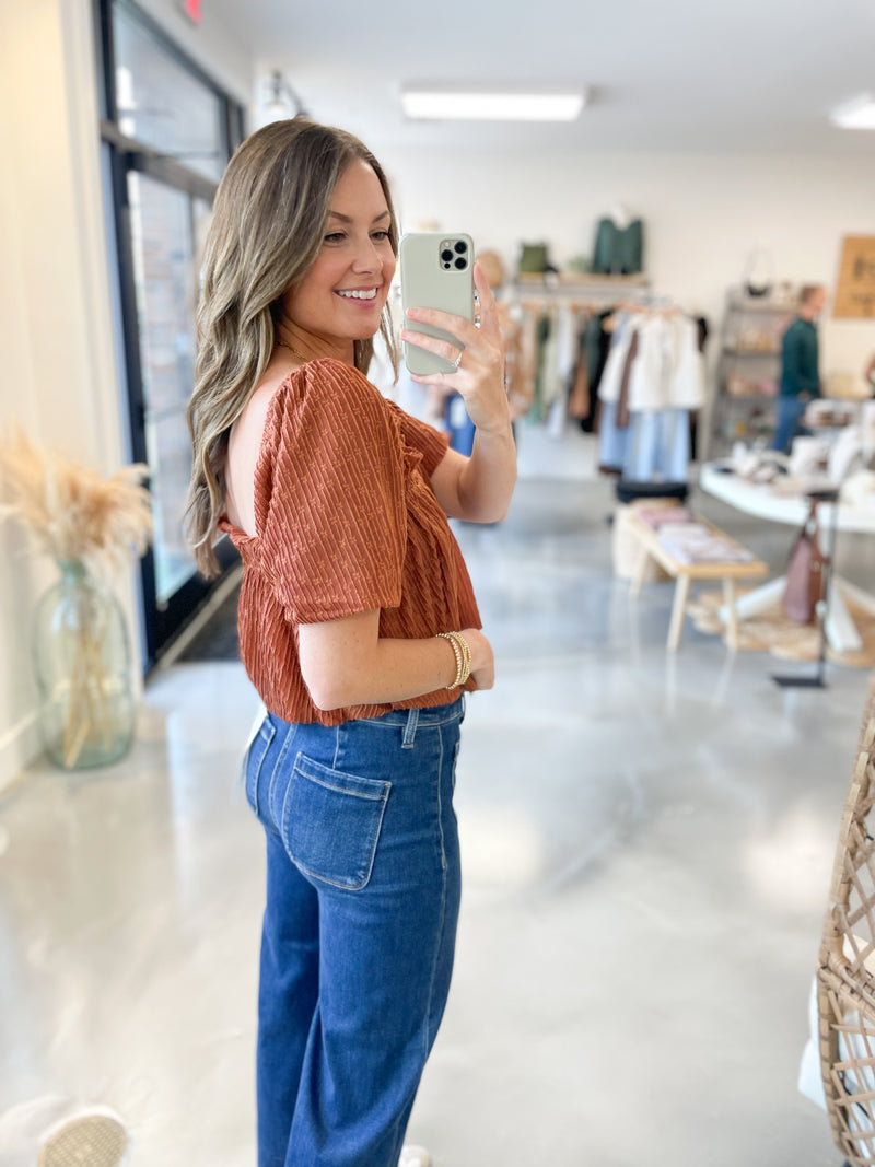 Dahlia Floral Top in Rust