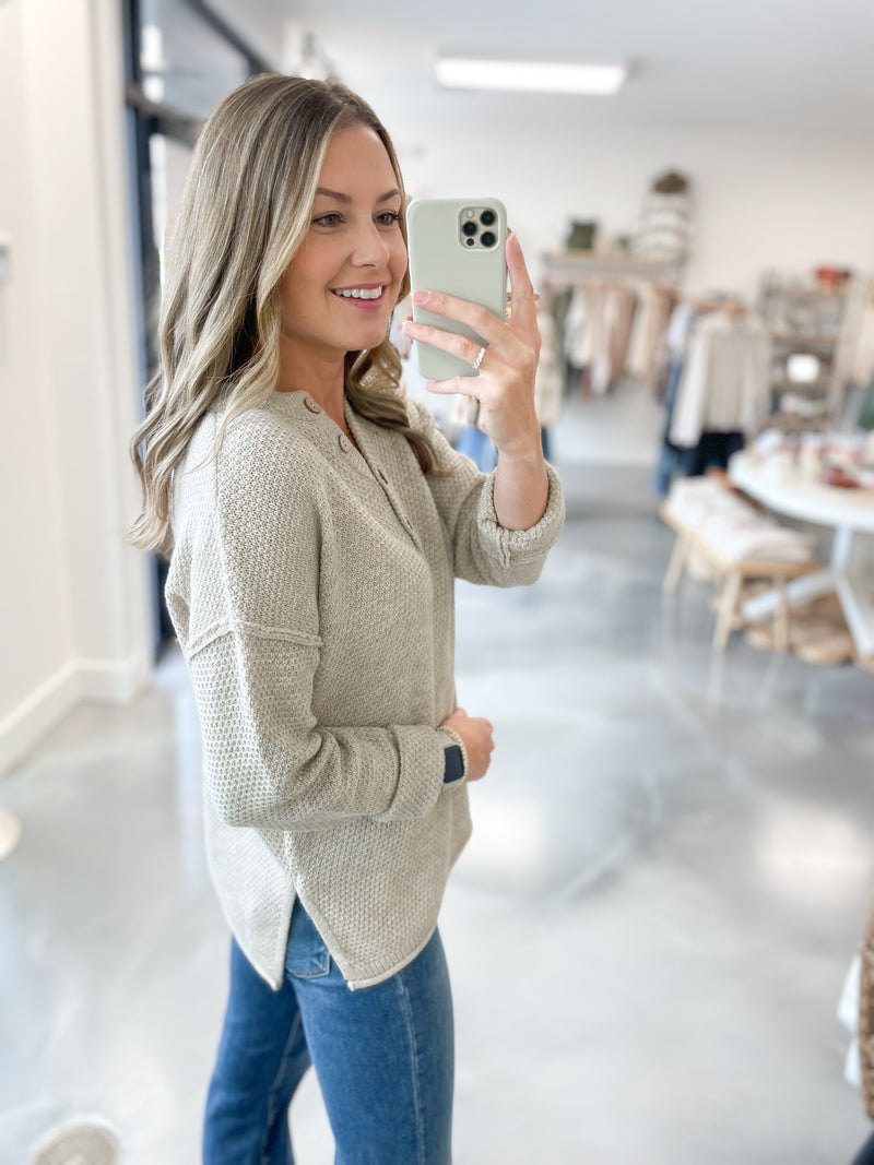 Birch Button Up Sweater in Latte