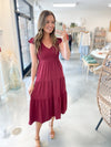 Merlot Smocked Tiered Dress