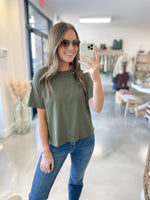 Jersey Crop Tee in Olive